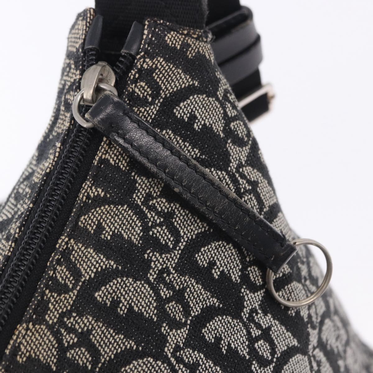 Christian Dior Trotter Canvas Shoulder Bag Black Silver Auth ka6191