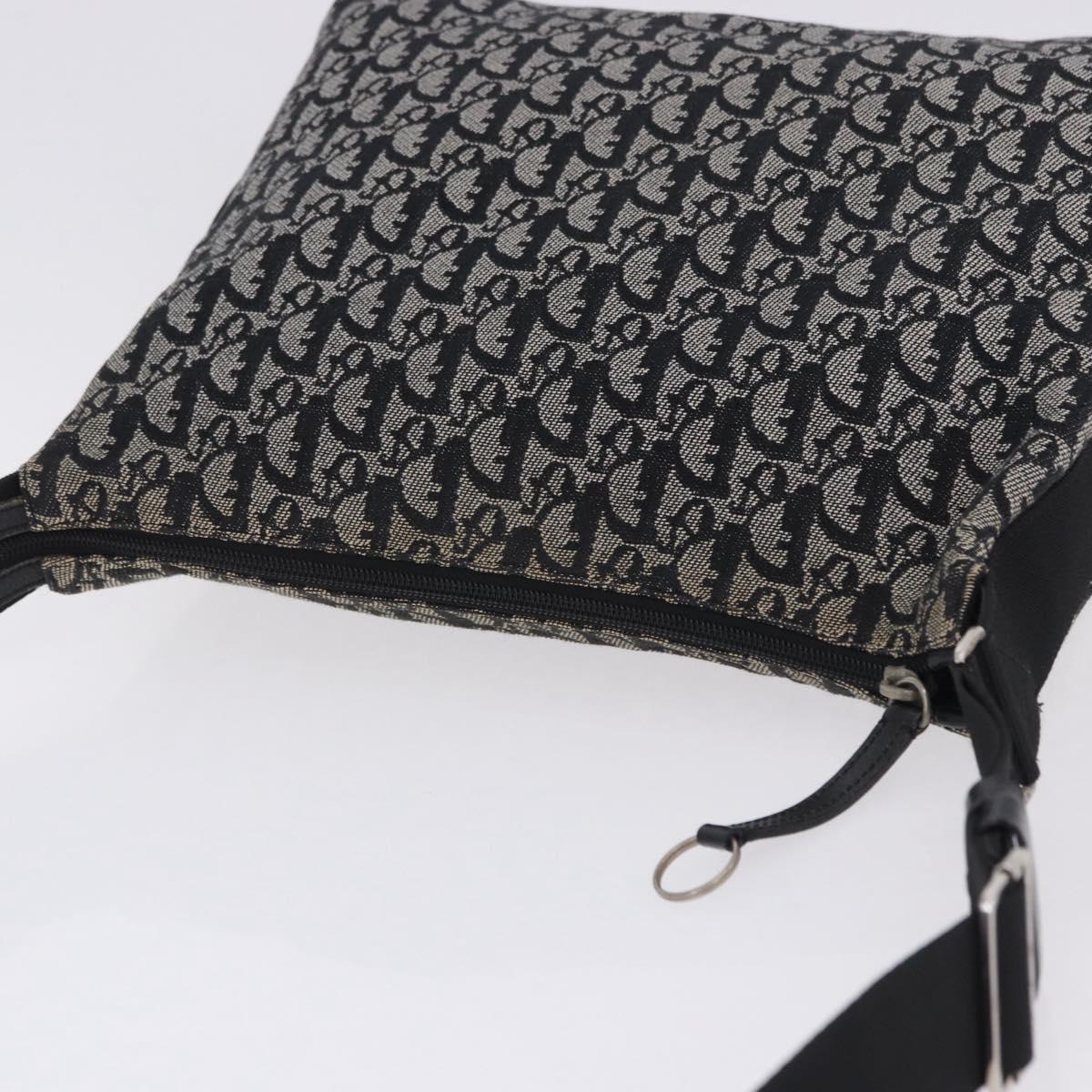 Christian Dior Trotter Canvas Shoulder Bag Black Silver Auth ka6191