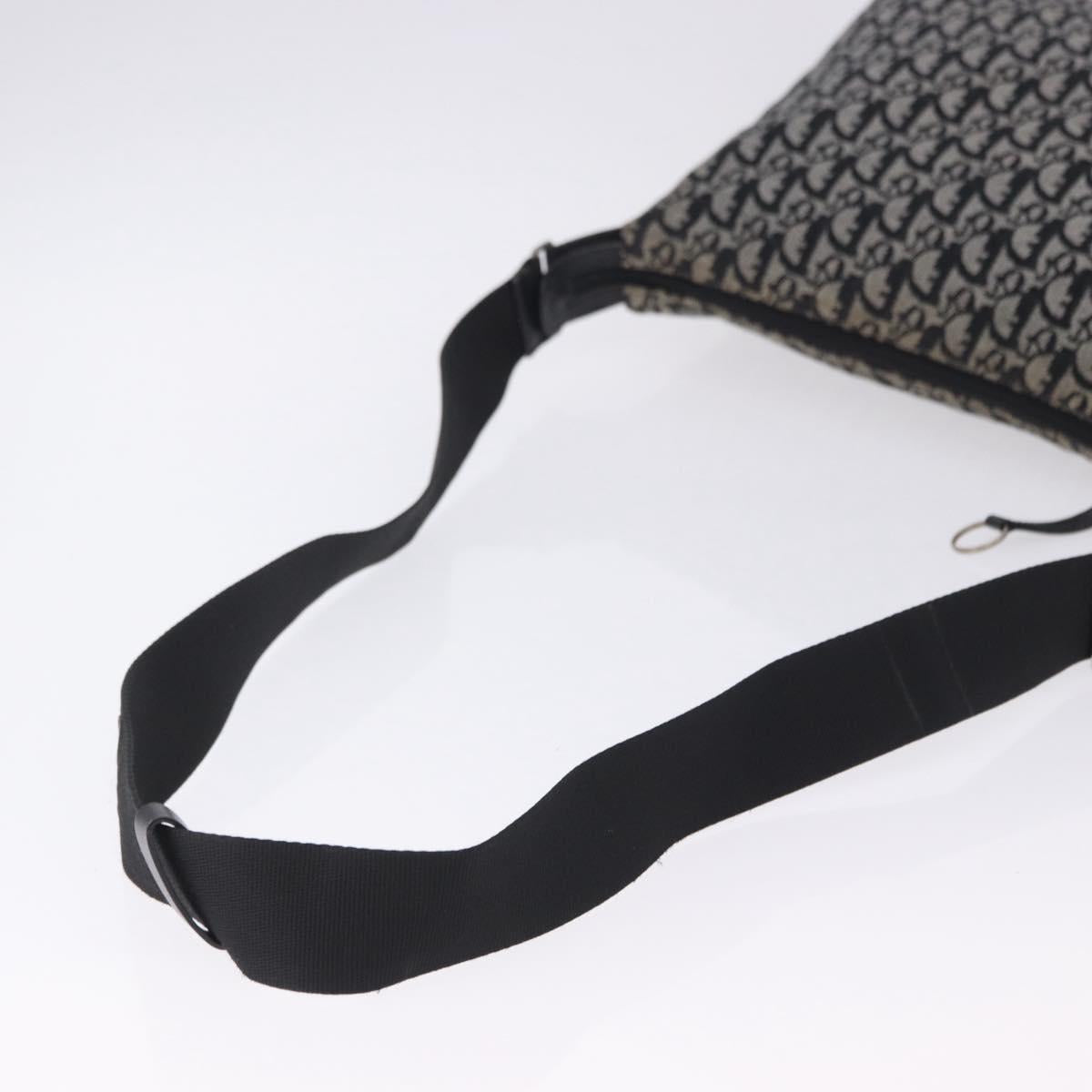 Christian Dior Trotter Canvas Shoulder Bag Black Silver Auth ka6191