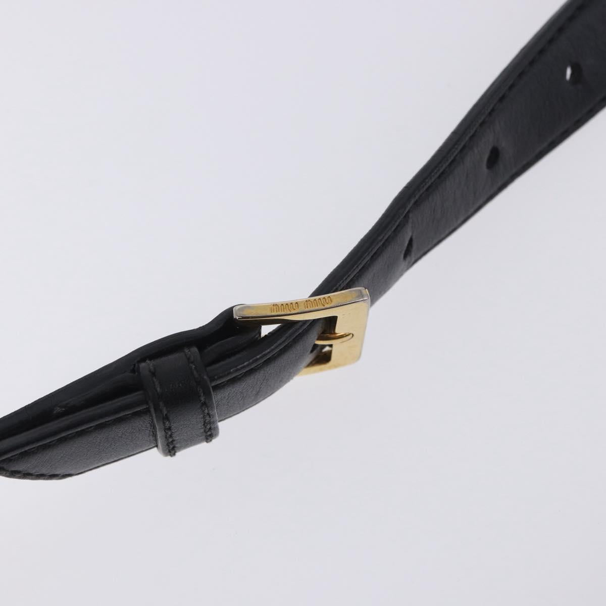 Miu Miu Hand Bag Leather 2way Black Gold Tone Auth ka6192A