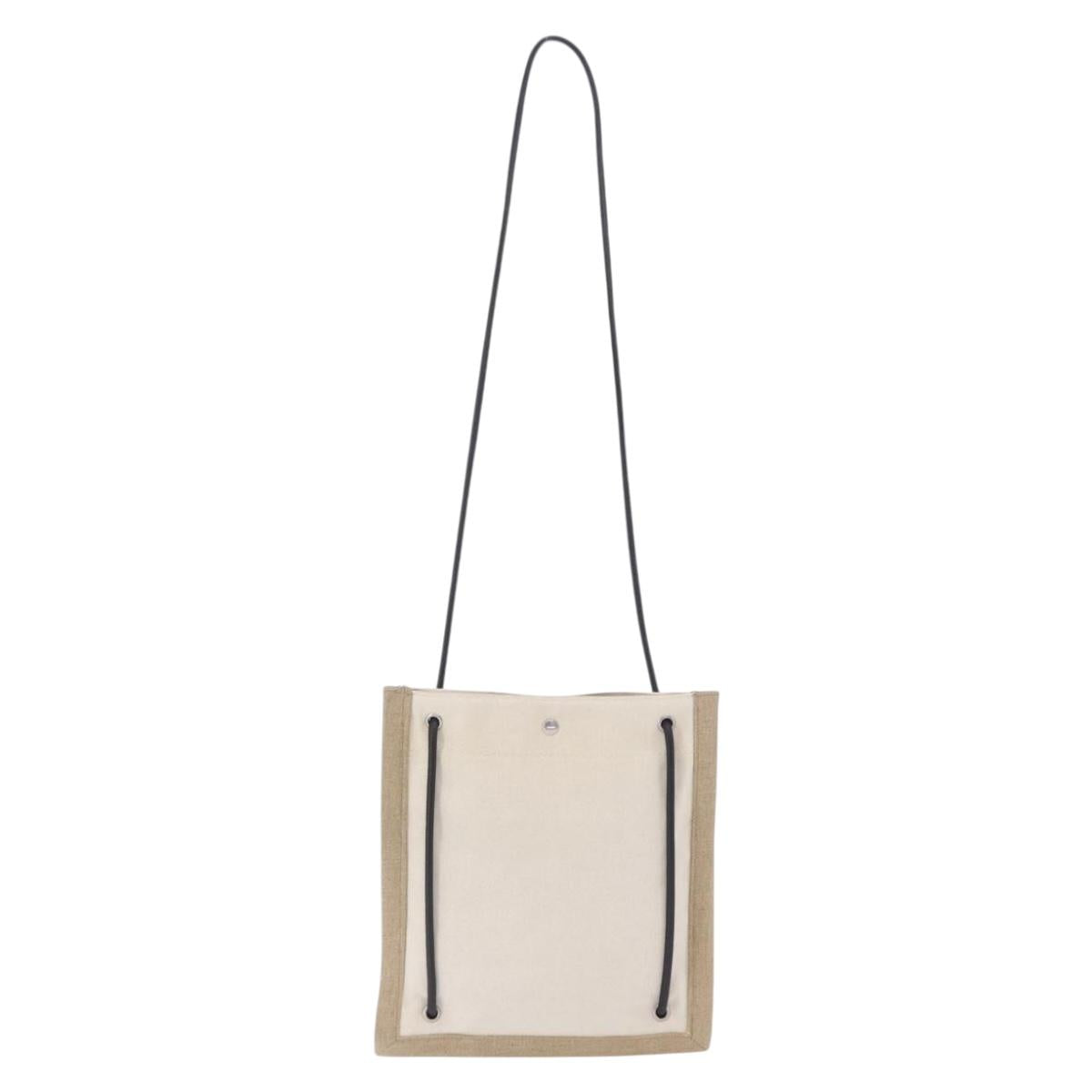SAINT LAURENT Shoulder Bag Canvas White Silver 710272 Auth ka6194V