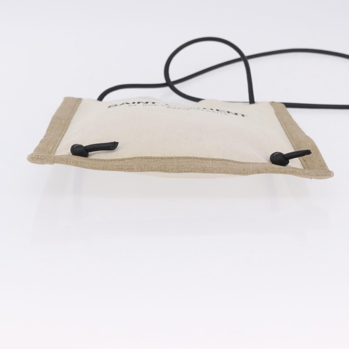 SAINT LAURENT Shoulder Bag Canvas White Silver 710272 Auth ka6194V