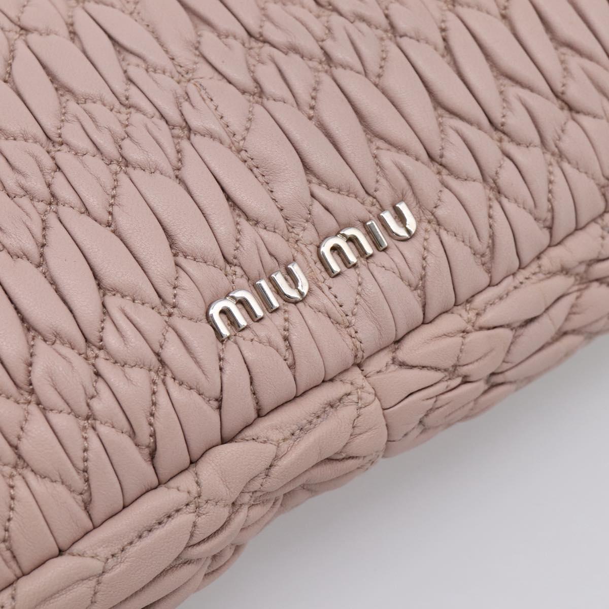 Miu Miu Matelasse Shoulder Bag Leather Pink Silver Auth ka6197V