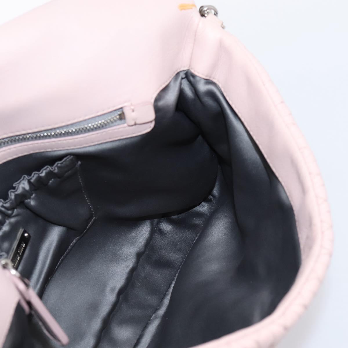 Miu Miu Matelasse Shoulder Bag Leather Pink Silver Auth ka6197V