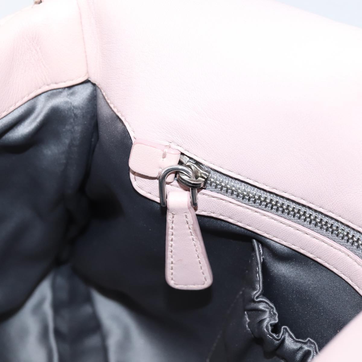 Miu Miu Matelasse Shoulder Bag Leather Pink Silver Auth ka6197V