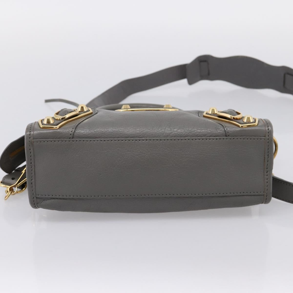 BALENCIAGA Classic Metal Edge City Hand Bag Leather Gray 390160 Auth ka6198M