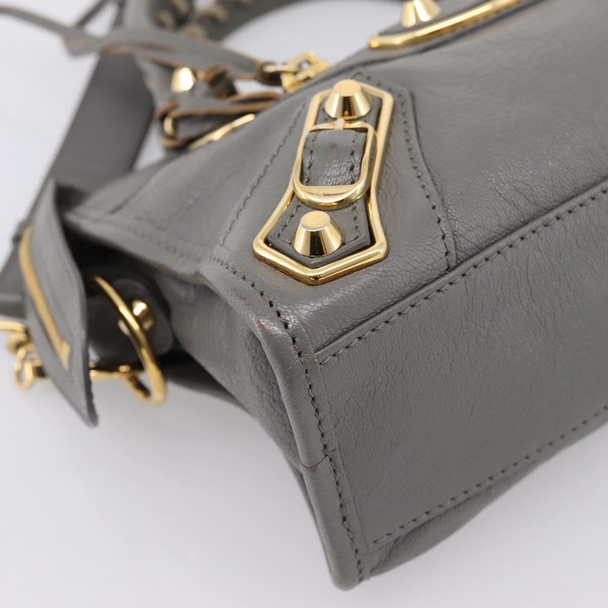 BALENCIAGA Classic Metal Edge City Hand Bag Leather Gray 390160 Auth ka6198M