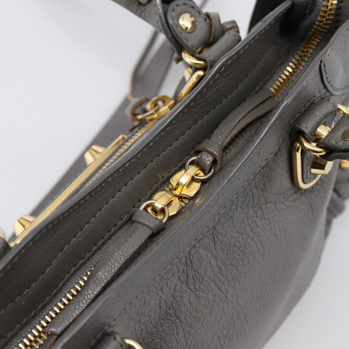 BALENCIAGA Classic Metal Edge City Hand Bag Leather Gray 390160 Auth ka6198M