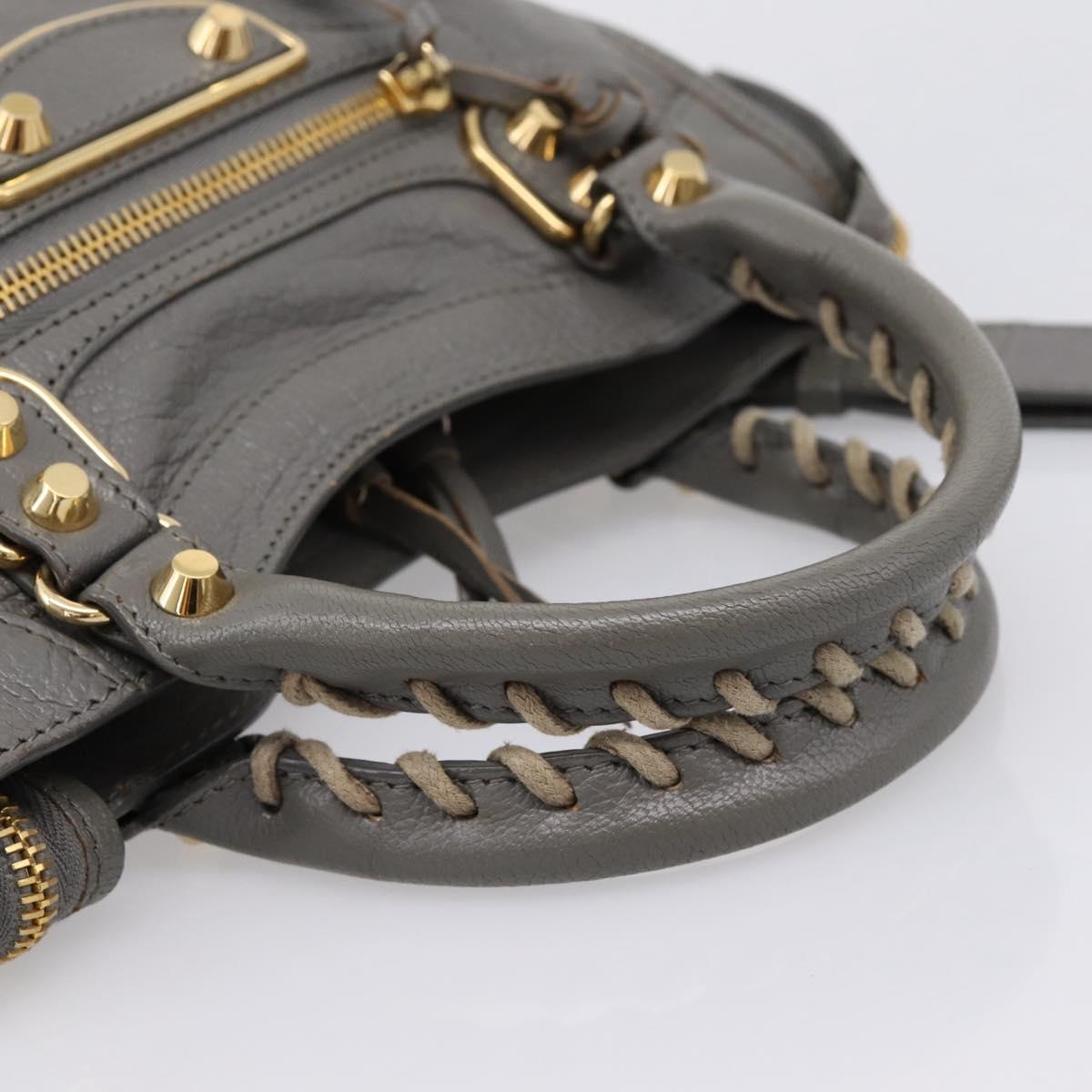 BALENCIAGA Classic Metal Edge City Hand Bag Leather Gray 390160 Auth ka6198M