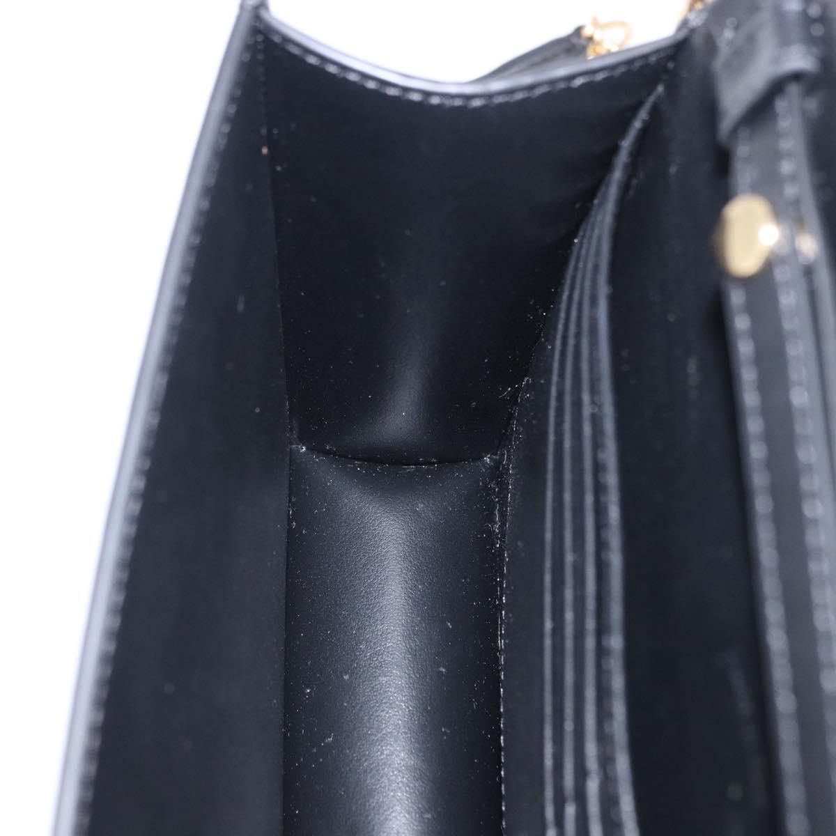CELINE Triomphe Chain Shoulder Bag Leather Black Gold Tone Auth ka6199SAM