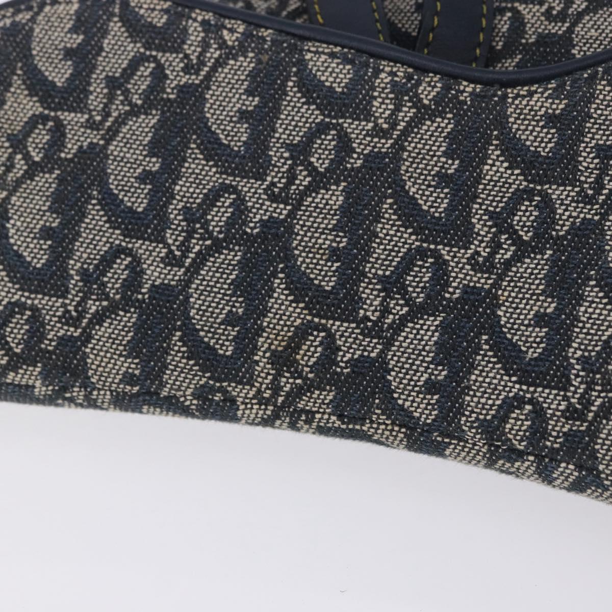 Christian Dior Trotter Canvas Saddle Shoulder Bag Navy Gold Tone Auth ka6200V