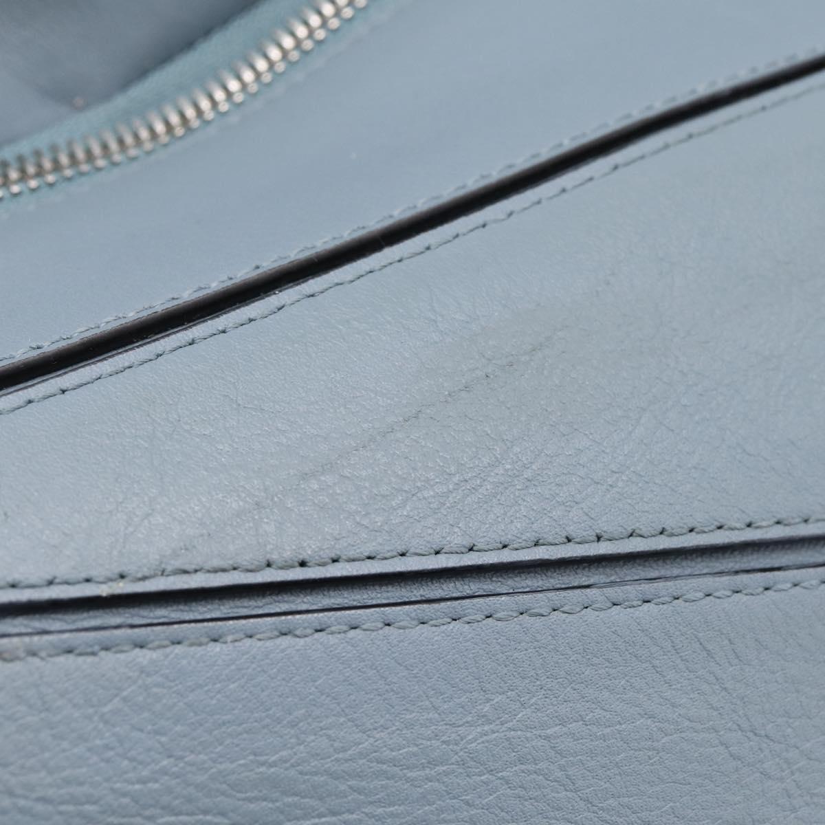 LOEWE Puzzle Bag Hand Bag Leather 2way Light Blue Silver Auth ka6201V