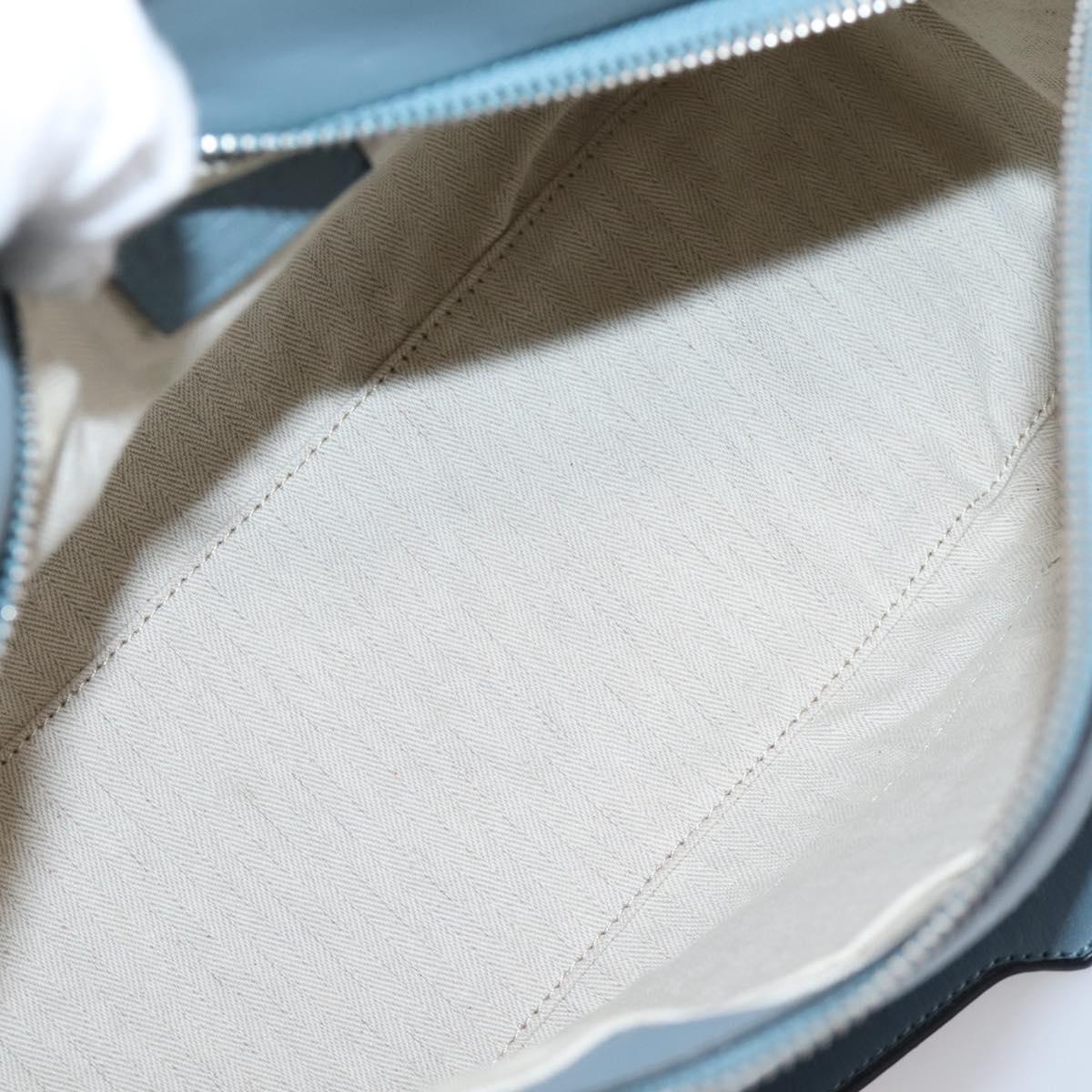LOEWE Puzzle Bag Hand Bag Leather 2way Light Blue Silver Auth ka6201V