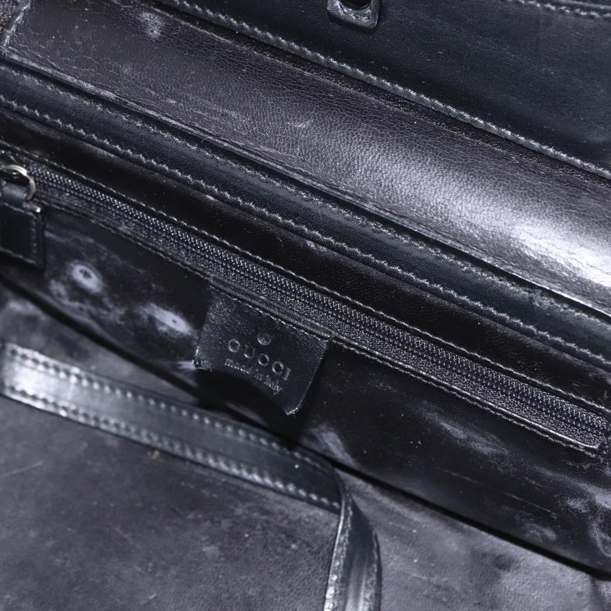 GUCCI Bamboo Vanity Hand Bag Nylon 2way Black Silver 013 2490 Auth ka6203