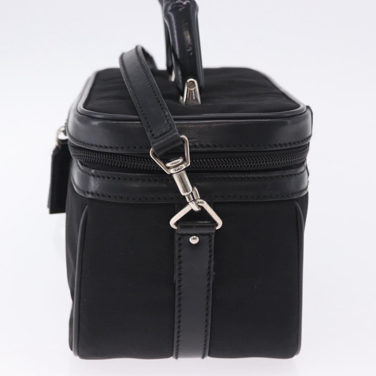 GUCCI Bamboo Vanity Hand Bag Nylon 2way Black Silver 013 2490 Auth ka6203