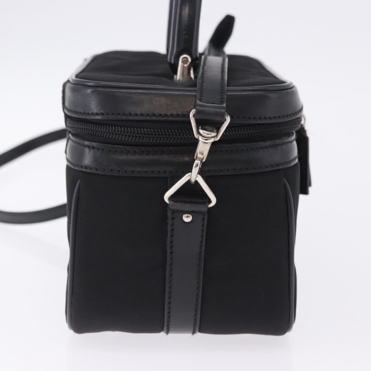 GUCCI Bamboo Vanity Hand Bag Nylon 2way Black Silver 013 2490 Auth ka6203