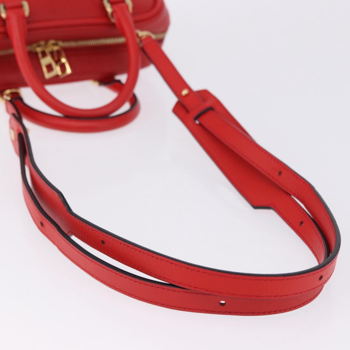 LOEWE Hand Bag Leather 2way Red Gold Tone Auth ka6204V