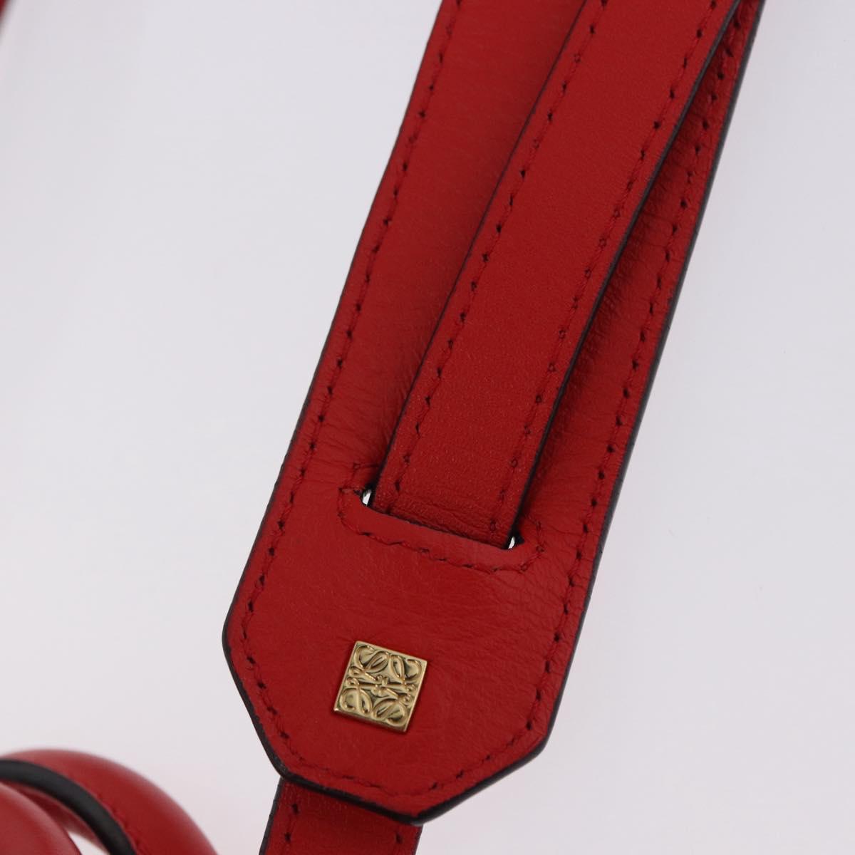 LOEWE Hand Bag Leather 2way Red Gold Tone Auth ka6204V