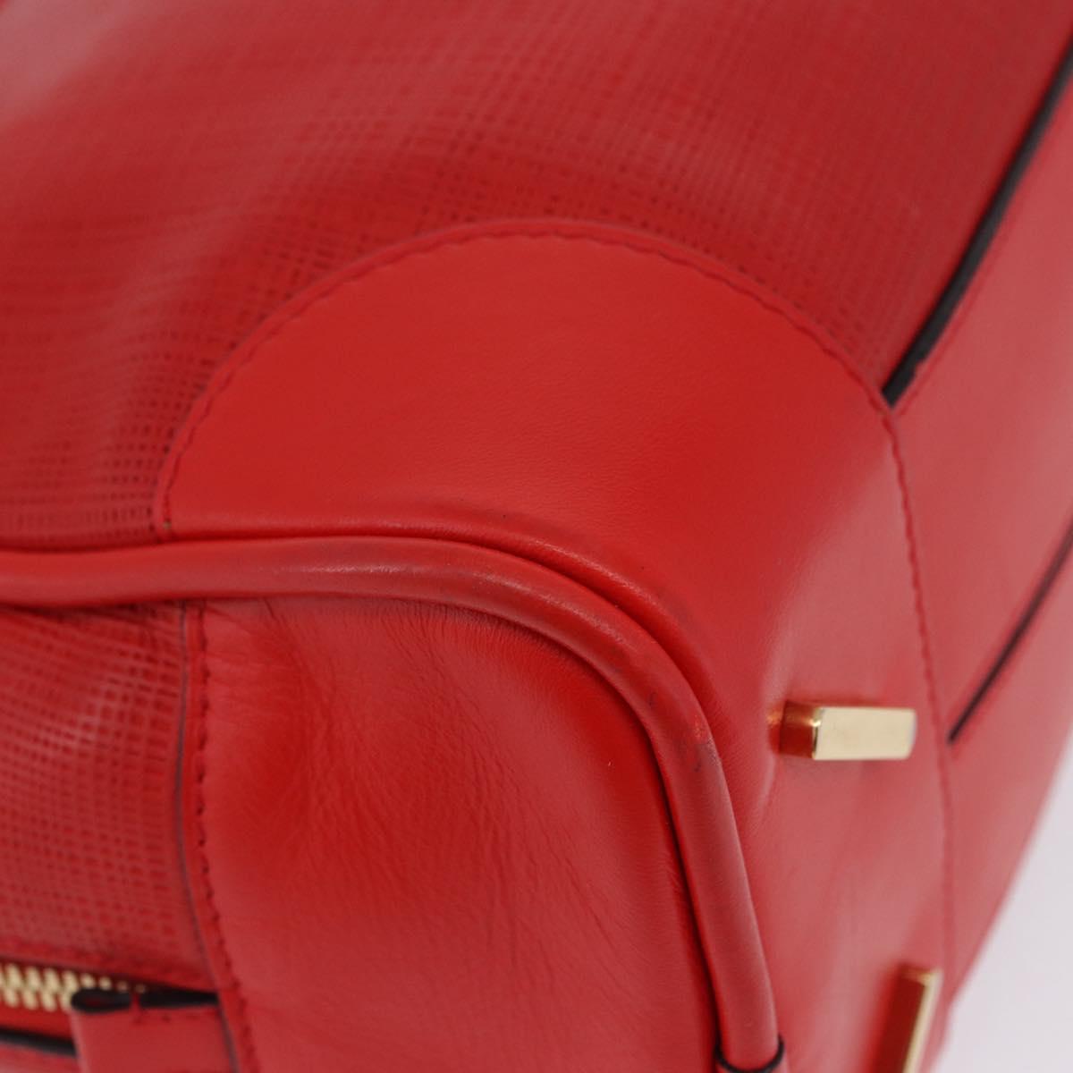 LOEWE Hand Bag Leather 2way Red Gold Tone Auth ka6204V