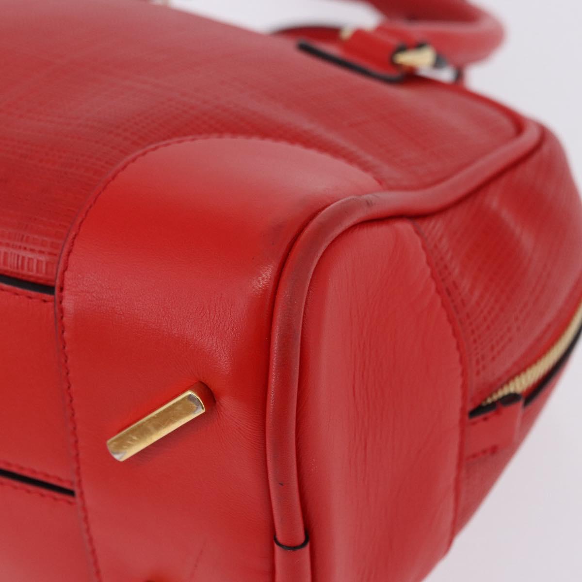 LOEWE Hand Bag Leather 2way Red Gold Tone Auth ka6204V