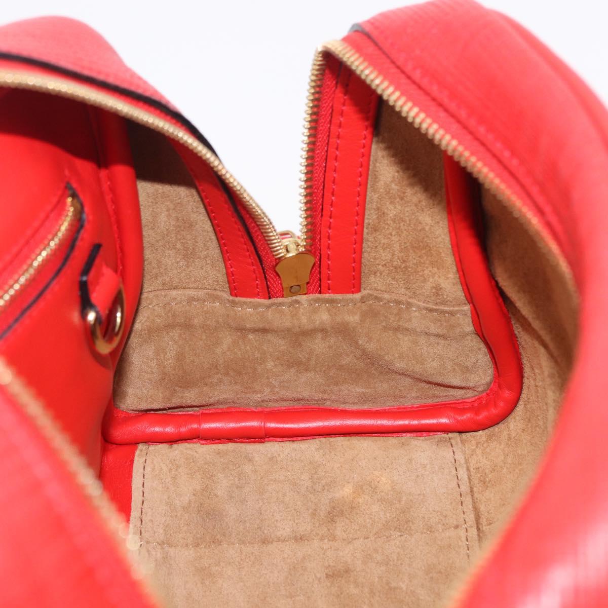 LOEWE Hand Bag Leather 2way Red Gold Tone Auth ka6204V