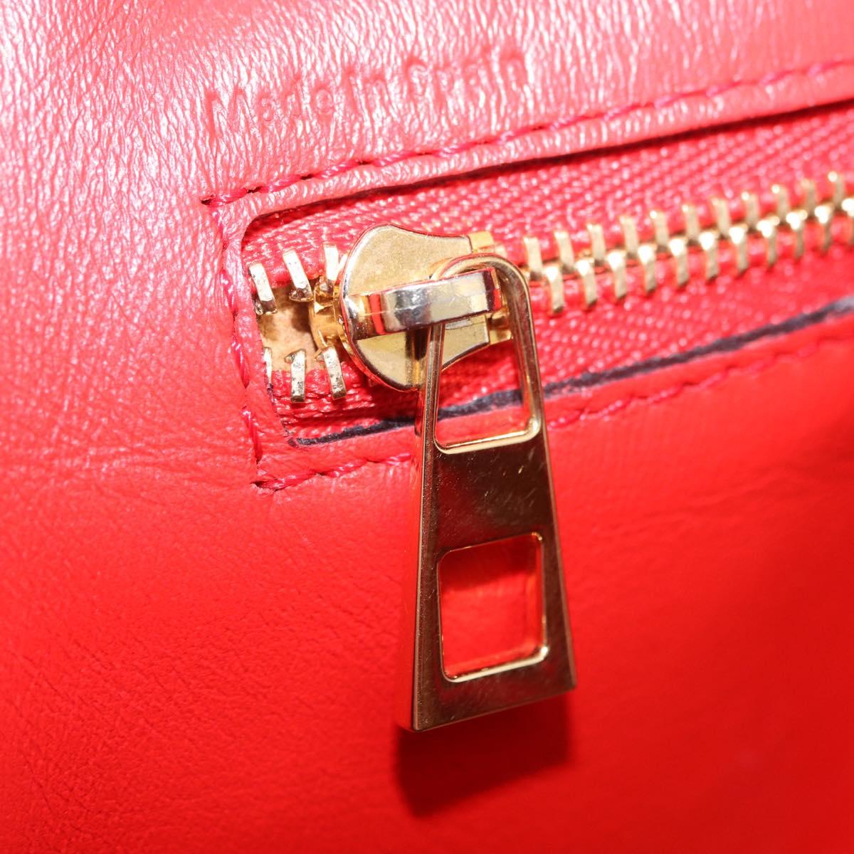 LOEWE Hand Bag Leather 2way Red Gold Tone Auth ka6204V
