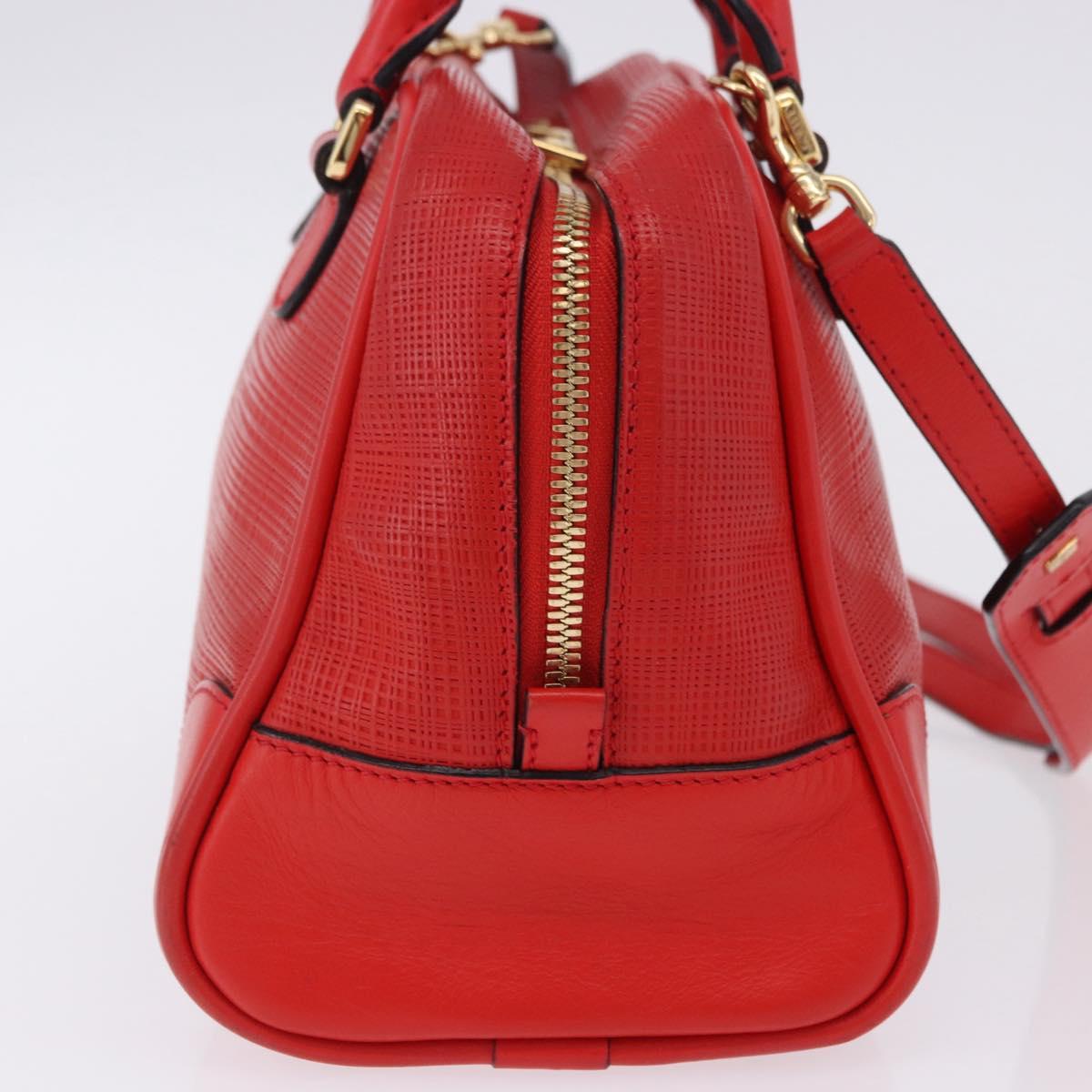 LOEWE Hand Bag Leather 2way Red Gold Tone Auth ka6204V