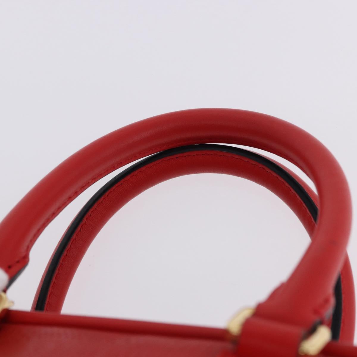 LOEWE Hand Bag Leather 2way Red Gold Tone Auth ka6204V