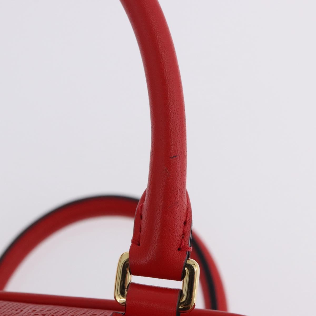LOEWE Hand Bag Leather 2way Red Gold Tone Auth ka6204V