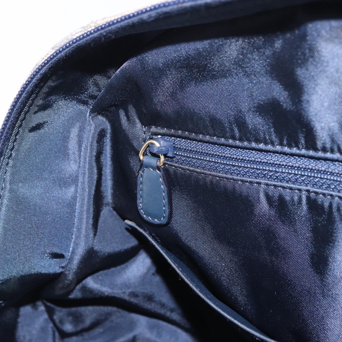 Christian Dior Trotter Canvas Double Saddle Hand Bag Navy Gold Tone Auth ka6207