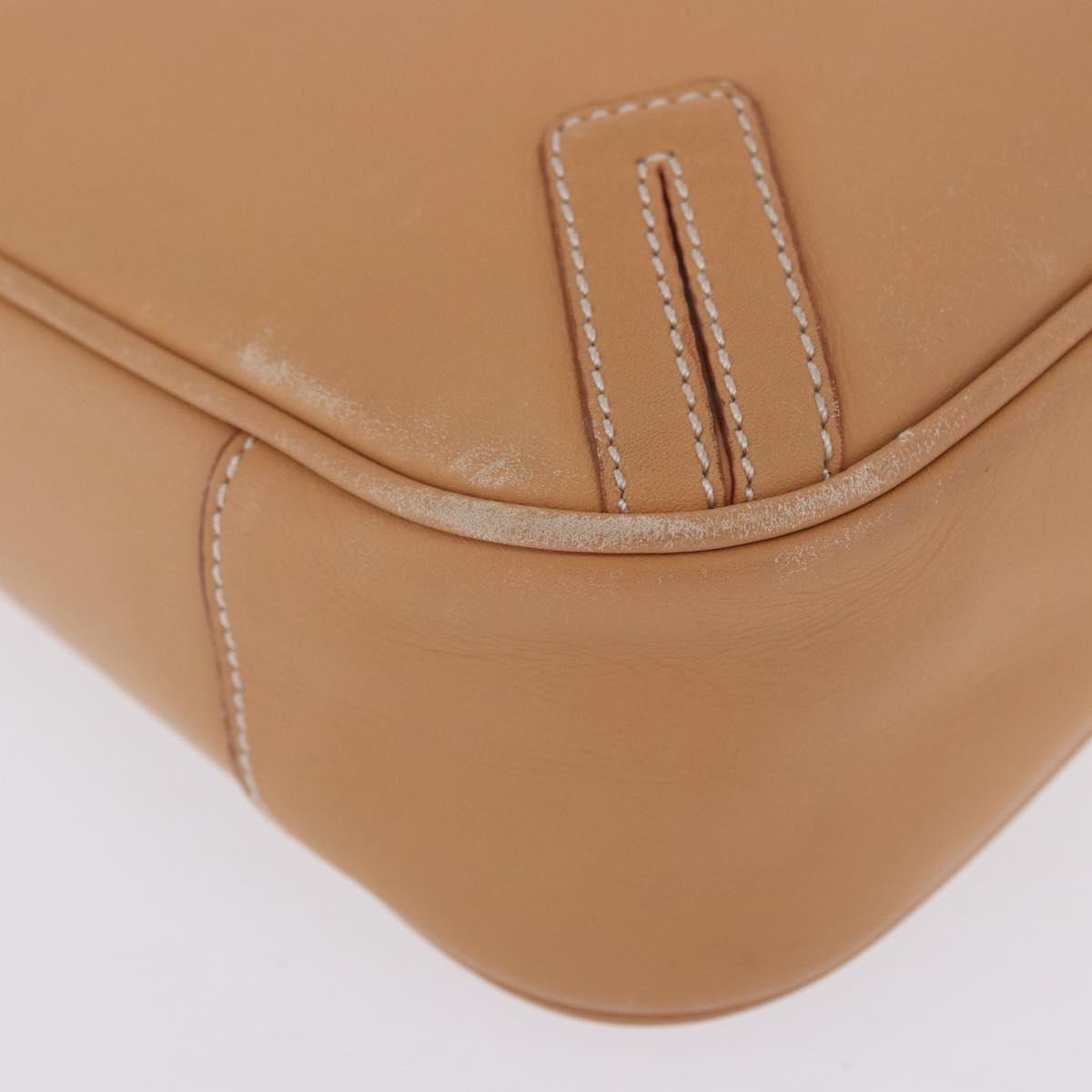 BURBERRY Shoulder Bag Leather Beige Silver Auth ka6209