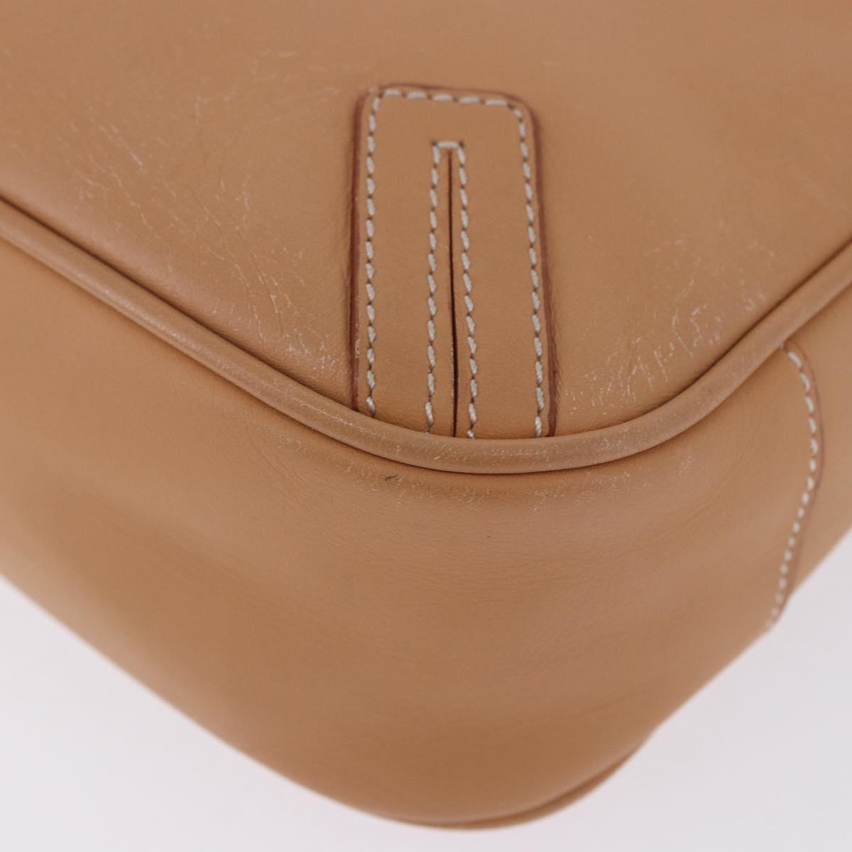 BURBERRY Shoulder Bag Leather Beige Silver Auth ka6209