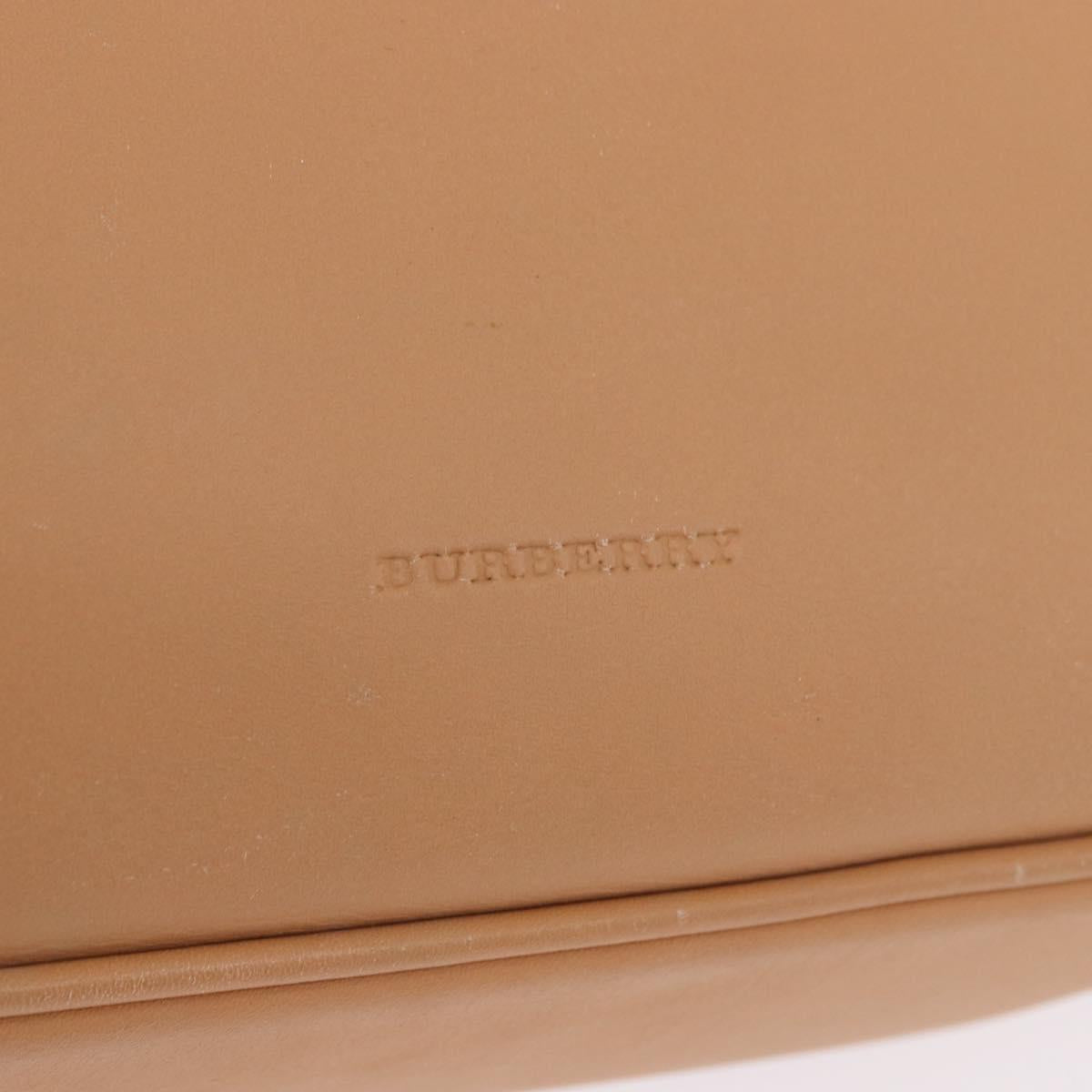 BURBERRY Shoulder Bag Leather Beige Silver Auth ka6209
