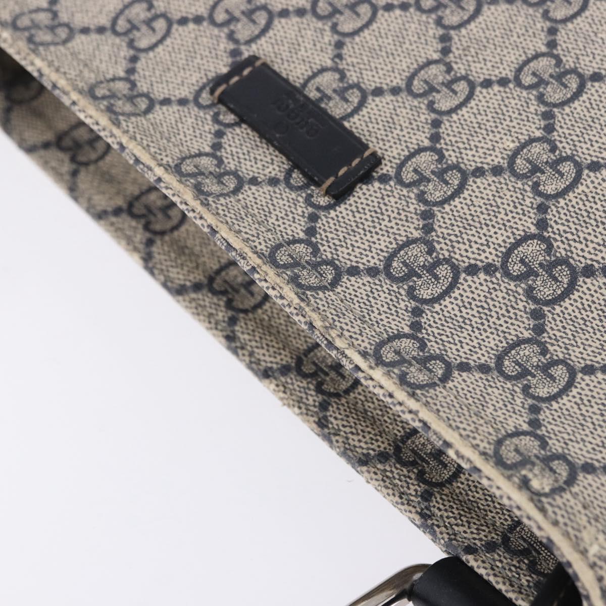 GUCCI GG Supreme Shoulder Bag PVC Navy Silver 201538 Auth ka6210
