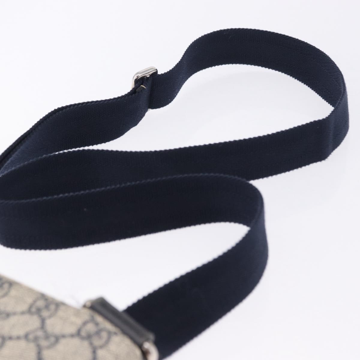 GUCCI GG Supreme Shoulder Bag PVC Navy Silver 201538 Auth ka6210