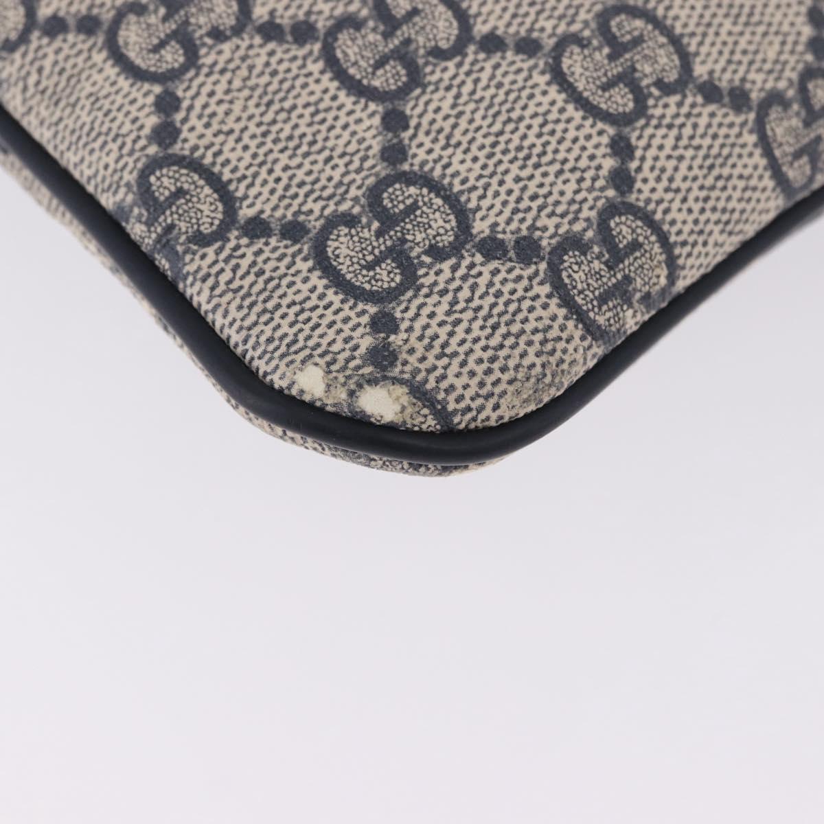 GUCCI GG Supreme Shoulder Bag PVC Navy Silver 201538 Auth ka6210