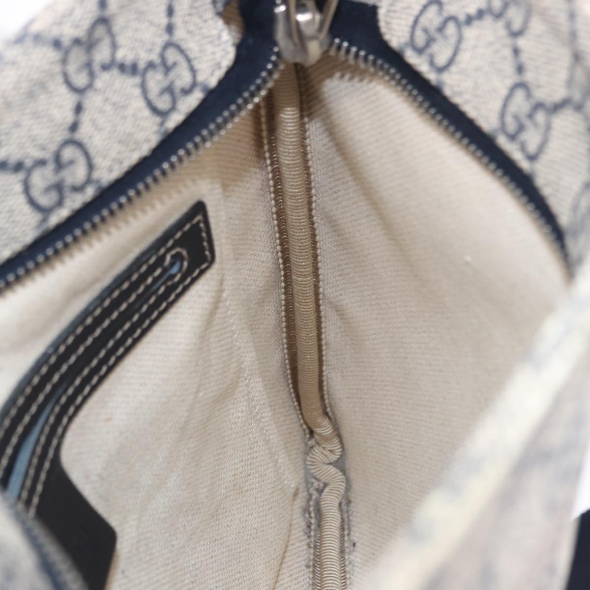 GUCCI GG Supreme Shoulder Bag PVC Navy Silver 201538 Auth ka6210