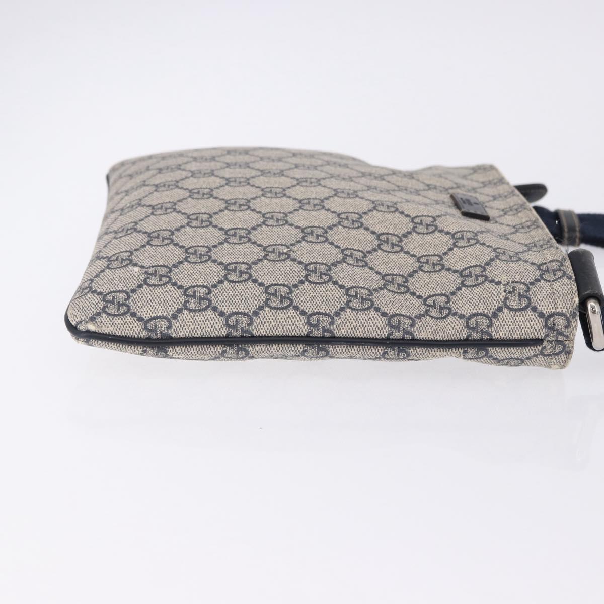 GUCCI GG Supreme Shoulder Bag PVC Navy Silver 201538 Auth ka6210
