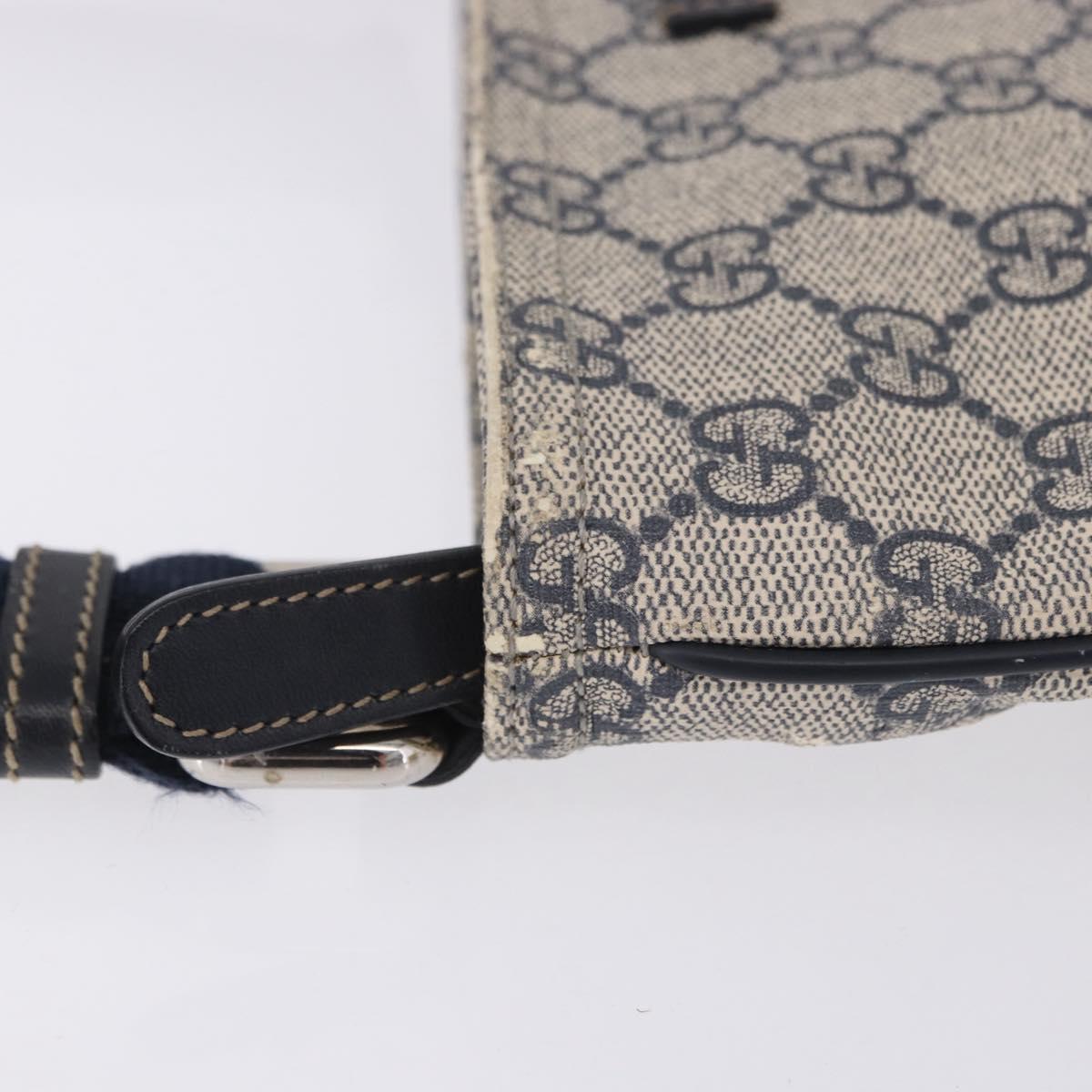 GUCCI GG Supreme Shoulder Bag PVC Navy Silver 201538 Auth ka6210