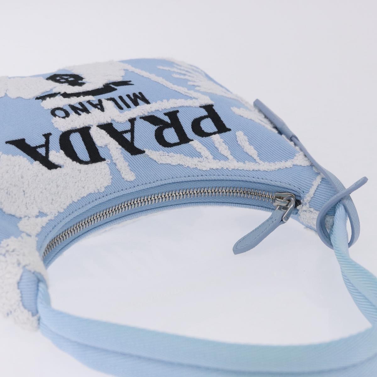 PRADA Hand Bag Canvas Blue Silver Auth ka6211V
