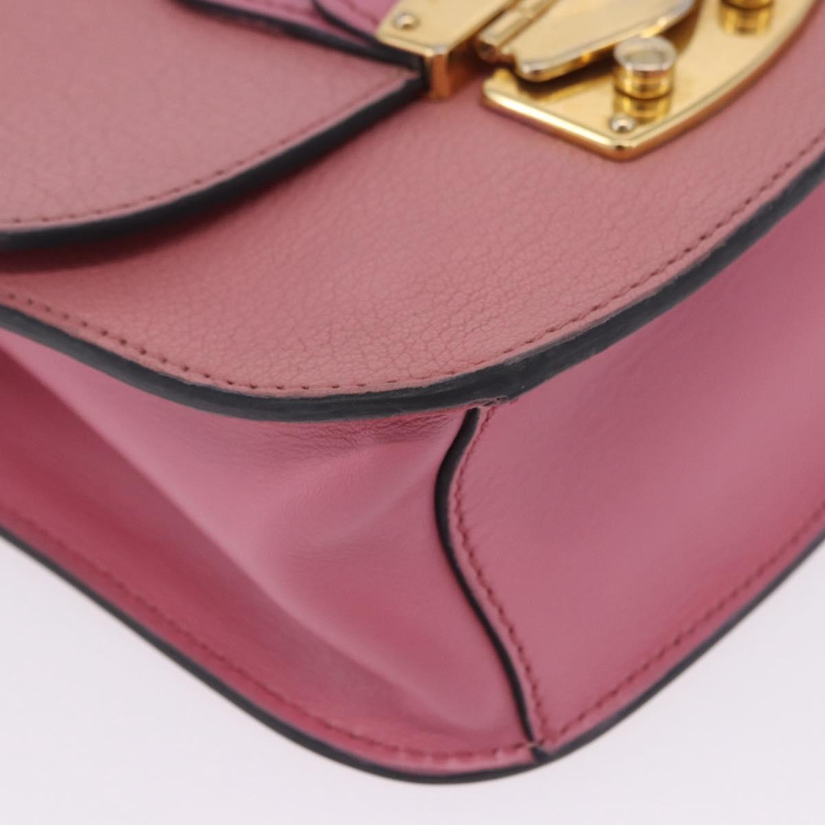 Miu Miu Madras Chain Shoulder Bag Leather Pink Gold Tone Auth ka6212