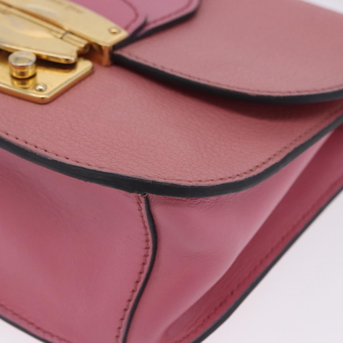 Miu Miu Madras Chain Shoulder Bag Leather Pink Gold Tone Auth ka6212