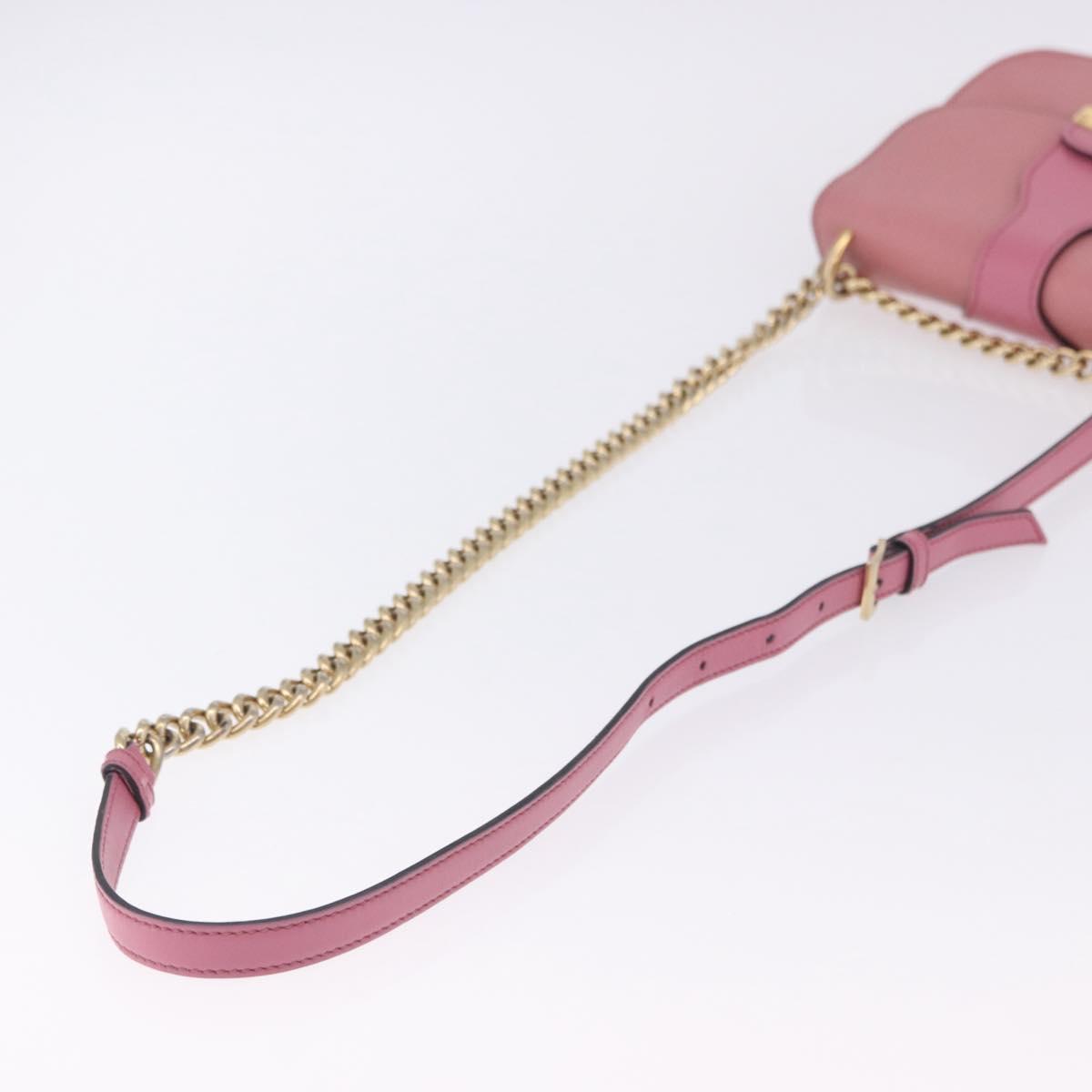 Miu Miu Madras Chain Shoulder Bag Leather Pink Gold Tone Auth ka6212