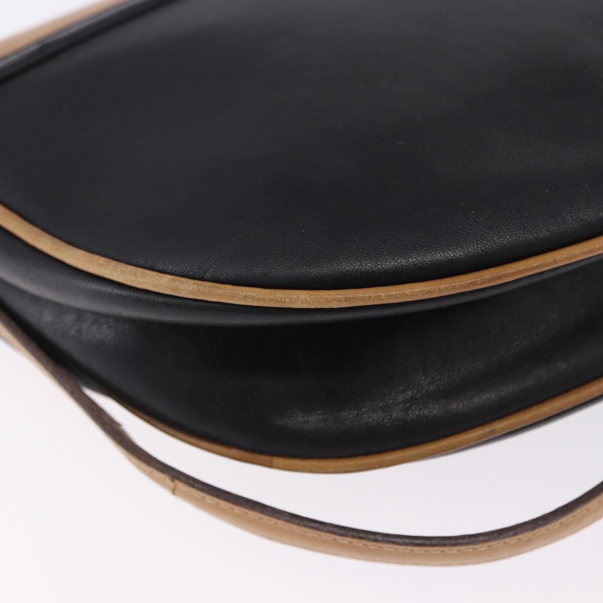 CELINE Shoulder Bag Leather Beige Gold Tone Auth ka6215