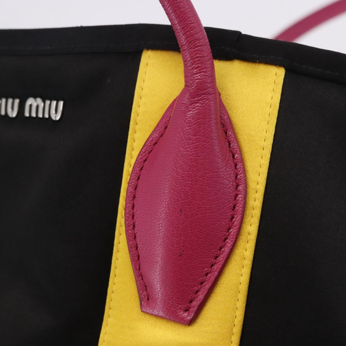 Miu Miu Tote Bag Satin Black Silver Auth ka6218V