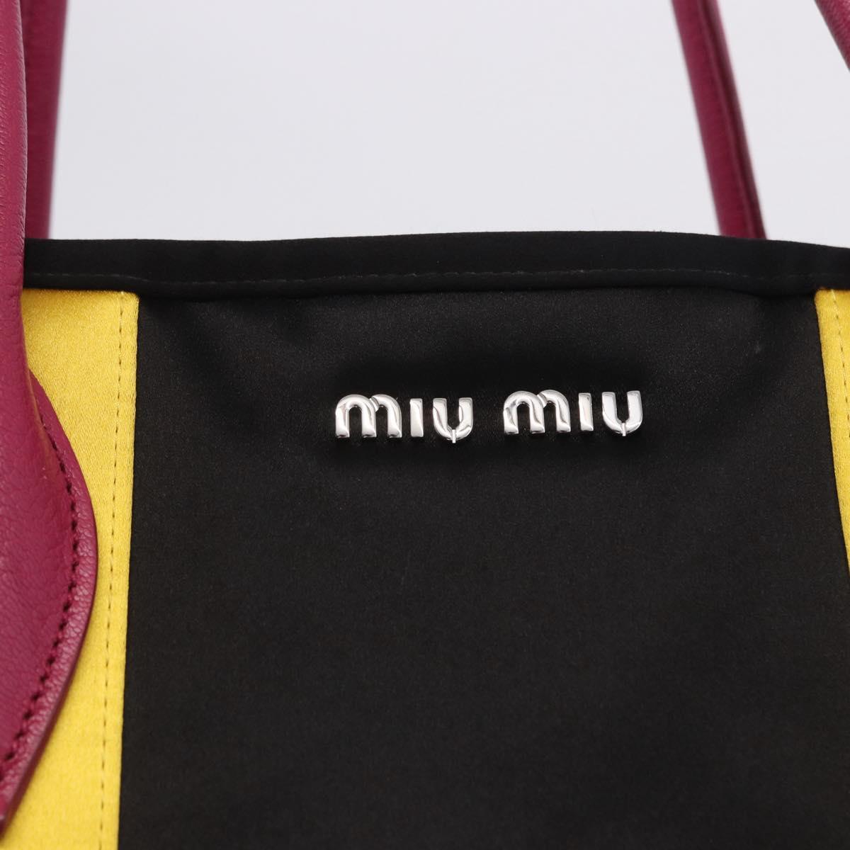 Miu Miu Tote Bag Satin Black Silver Auth ka6218V