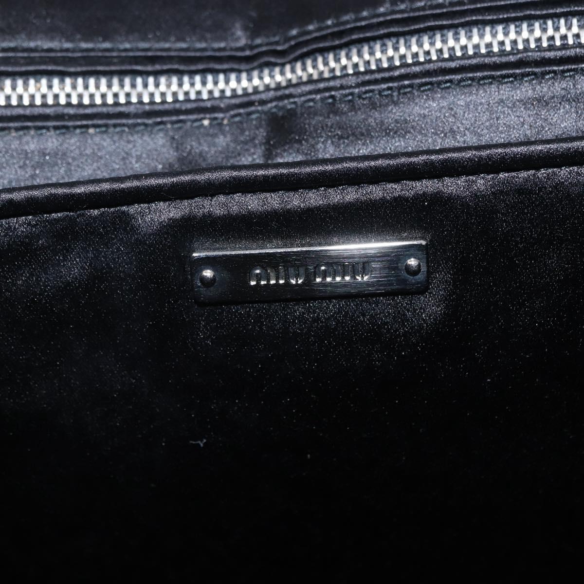 Miu Miu Tote Bag Satin Black Silver Auth ka6218V