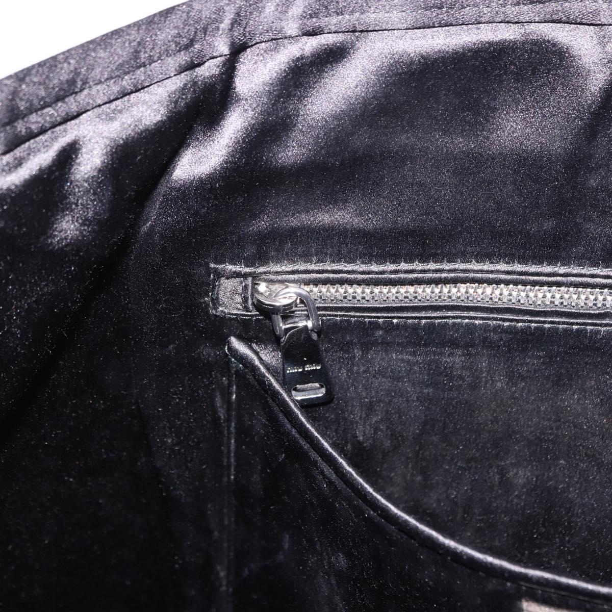 Miu Miu Tote Bag Satin Black Silver Auth ka6218V