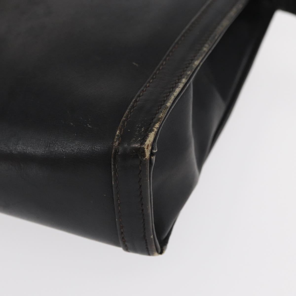 GUCCI Web Sherry Line Clutch Bag Leather Black Gold Auth ka622