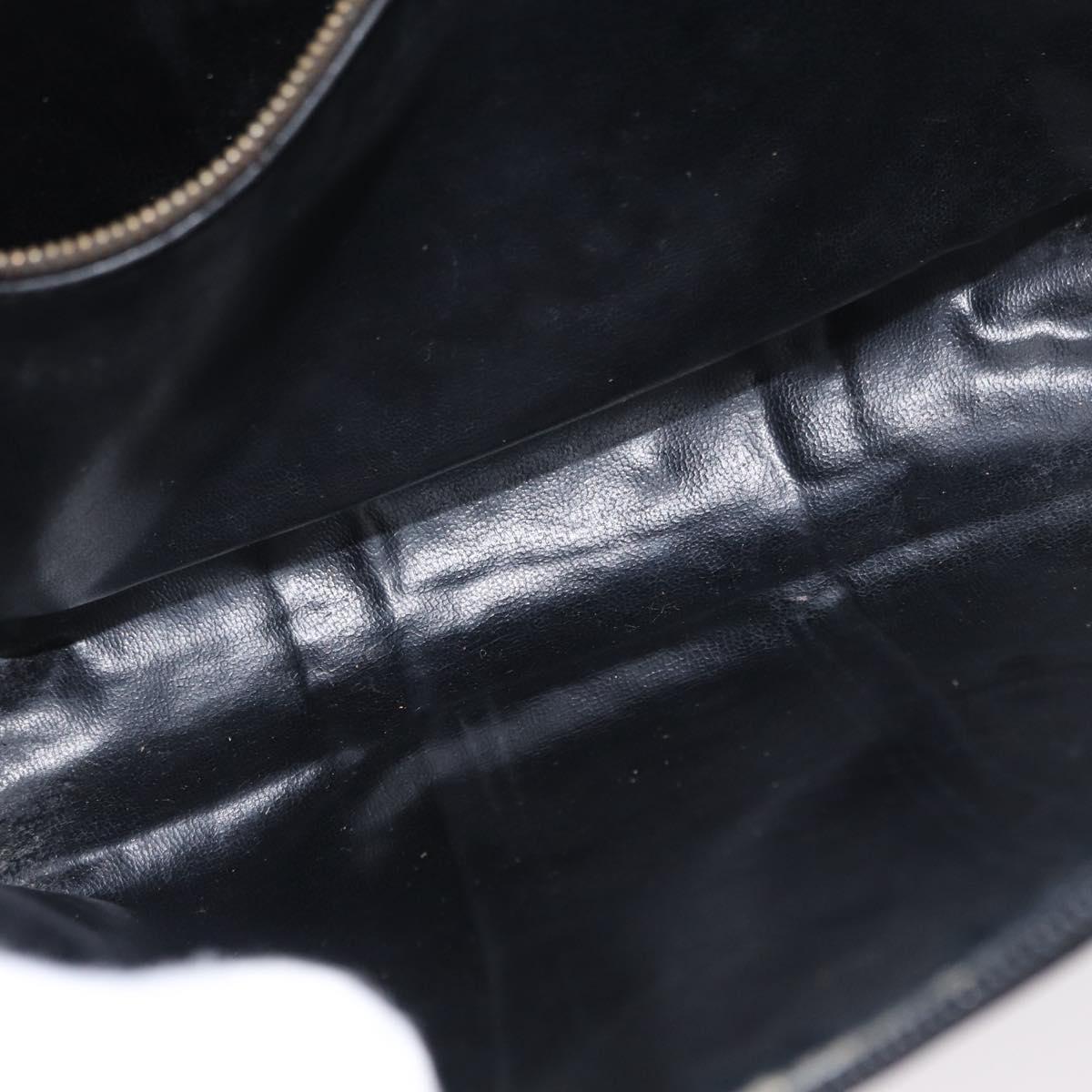 GUCCI Web Sherry Line Clutch Bag Leather Black Gold Auth ka622